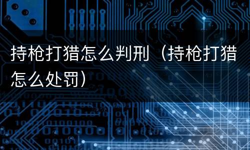 持枪打猎怎么判刑（持枪打猎怎么处罚）