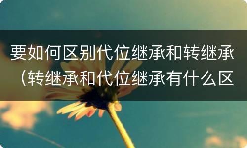 要如何区别代位继承和转继承（转继承和代位继承有什么区别）