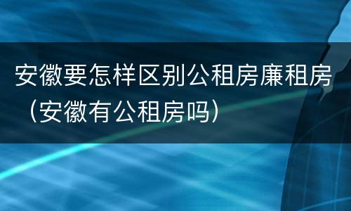 安徽要怎样区别公租房廉租房（安徽有公租房吗）