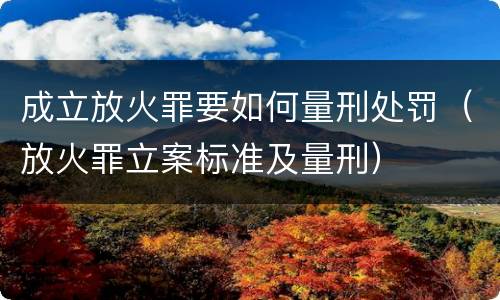 成立放火罪要如何量刑处罚（放火罪立案标准及量刑）