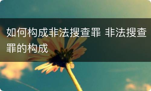 如何构成非法搜查罪 非法搜查罪的构成
