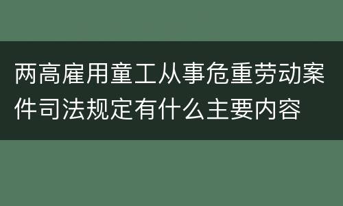 两高雇用童工从事危重劳动案件司法规定有什么主要内容