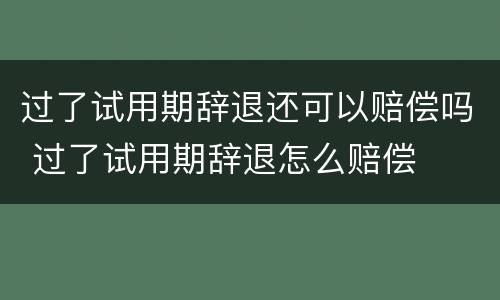 过了试用期辞退还可以赔偿吗 过了试用期辞退怎么赔偿