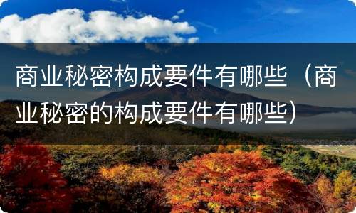 商业秘密构成要件有哪些（商业秘密的构成要件有哪些）